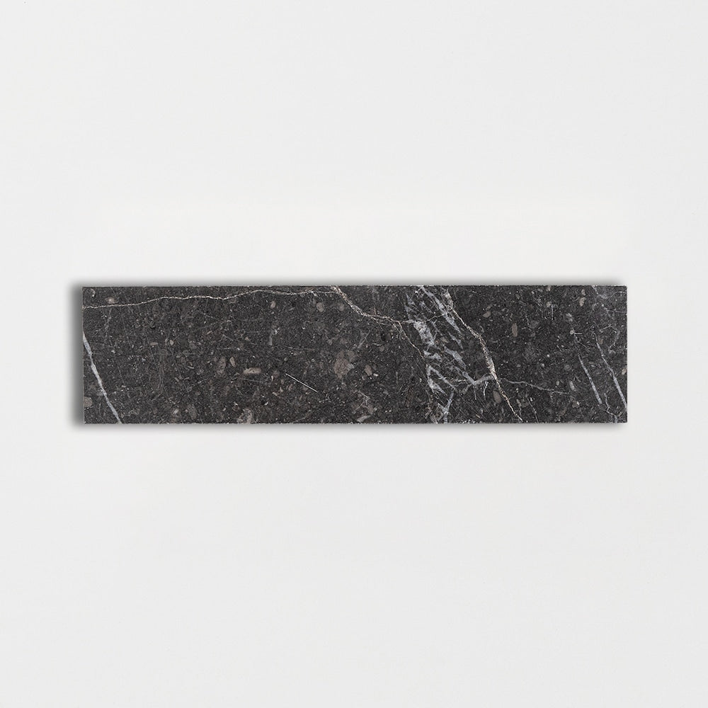 iris black marble natural stone field tile rectangle shape honed finish 2 by 8 by 1 of 2 straight edge for interior and exterior applications in shower kitchen bathroom backsplash floor and wall produced by marble systems and distributed by surface group international