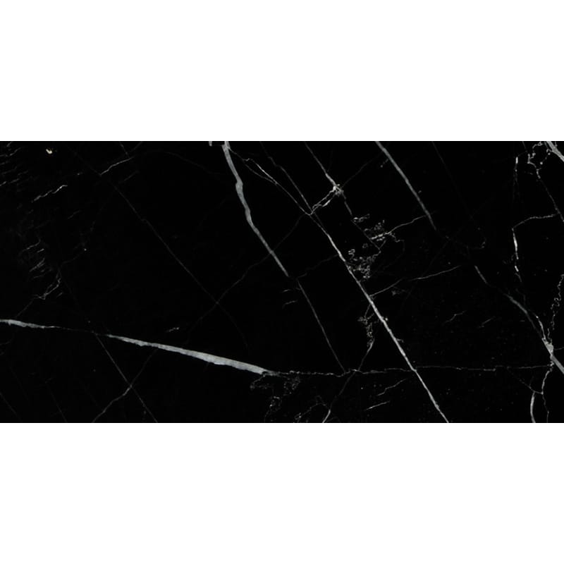 black marble natural stone field tile rectangle shape polished finish 2 and 3 of 4 by 5 and 1 of 2 by 3 of 8 straight edge for interior and exterior applications in shower kitchen bathroom backsplash floor and wall produced by marble systems and distributed by surface group international