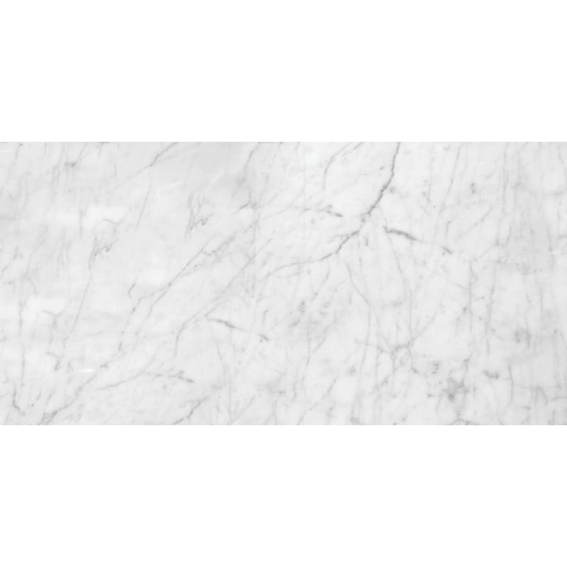 white carrara select marble natural stone field tile rectangle shape polished finish 12 by 24 by 3 of 8 straight edge for interior and exterior applications in shower kitchen bathroom backsplash floor and wall produced by marble systems and distributed by surface group international