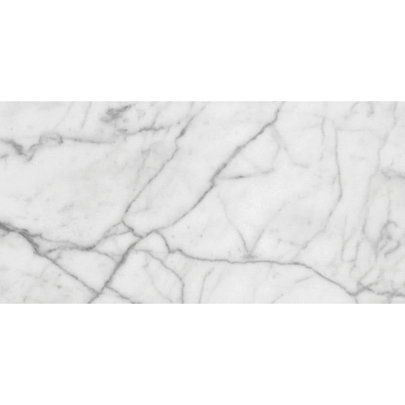 white carrara select marble natural stone field tile rectangle shape polished finish 6 by 12 by 3 of 8 straight edge for interior and exterior applications in shower kitchen bathroom backsplash floor and wall produced by marble systems and distributed by surface group international