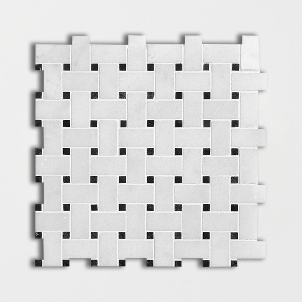 avalon marble basketweave 1 by 2 inch multi shape natural stone mosaic sheet polished finish 12 by 12 by 3 of 8 straight edge for interior and exterior applications in shower kitchen bathroom backsplash floor and wall produced by marble systems and distributed by surface group international
