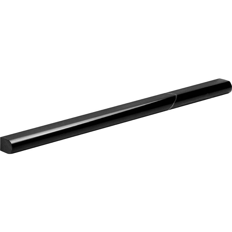 black marble natural stone molding pencil liner trim polished finish 1 of 2 by 12 by 11 of 16 straight edge for interior and exterior applications in shower kitchen bathroom backsplash floor and wall produced by marble systems and distributed by surface group international