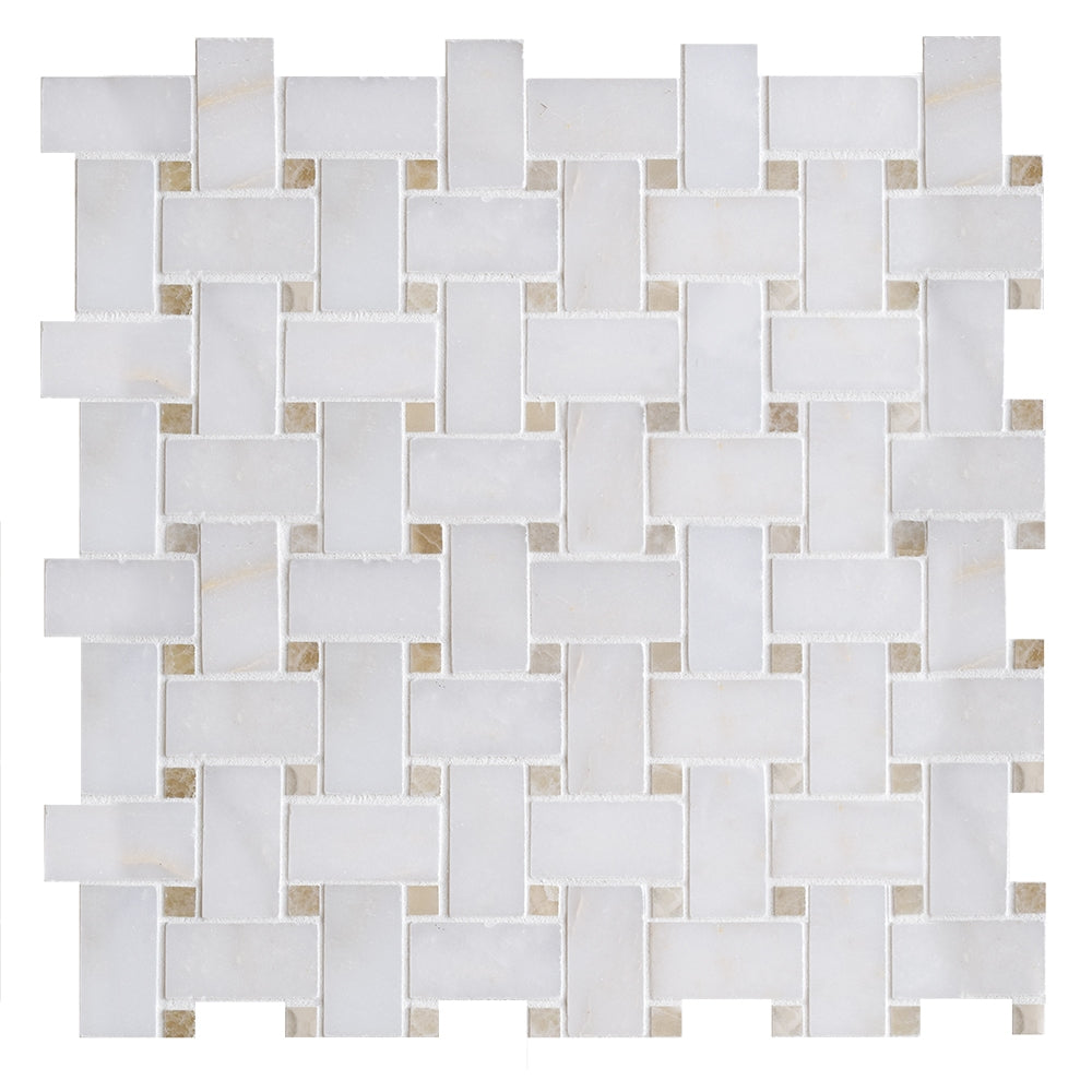 afyon sugar silver shadow marble basketweave 1 by 2 inch multi shape natural stone mosaic sheet polished finish 12 by 12 by 3 of 8 straight edge for interior and exterior applications in shower kitchen bathroom backsplash floor and wall produced by marble systems and distributed by surface group international