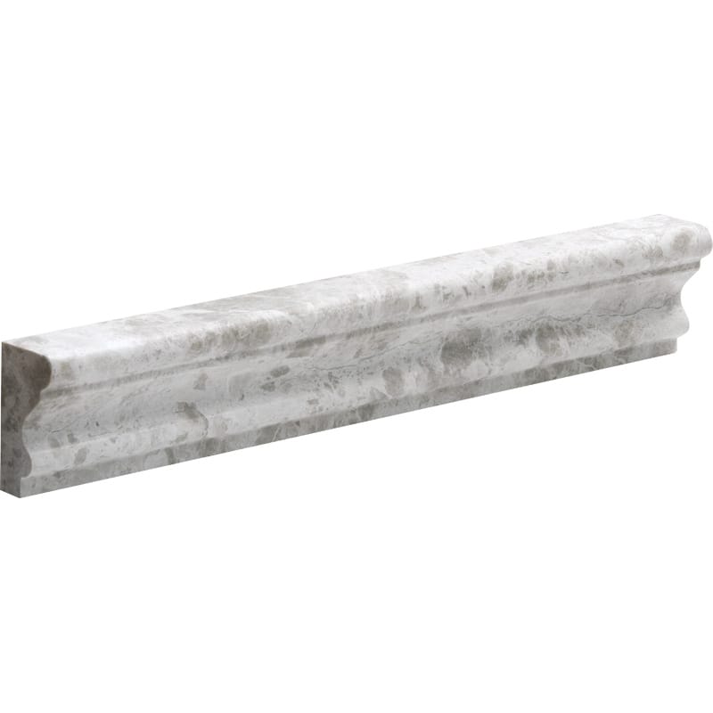 silver clouds marble natural stone molding andorra chairrail trim polished finish 2 by 12 by 1 straight edge for interior and exterior applications in shower kitchen bathroom backsplash floor and wall produced by marble systems and distributed by surface group international