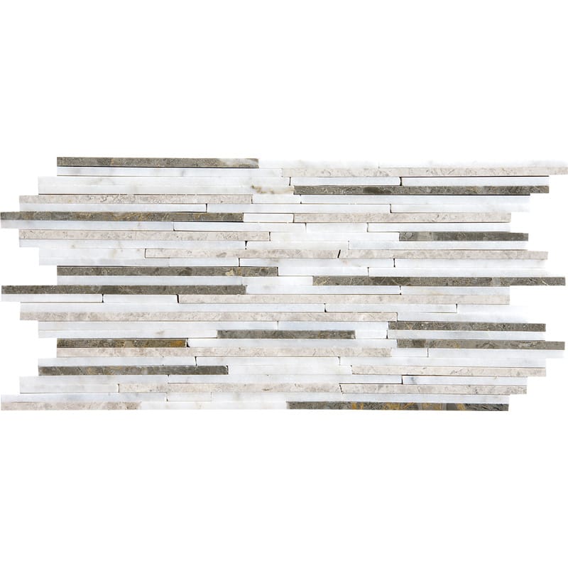 massa blend marble bamboo rectangle shape natural stone mosaic sheet polished finish 6 by 12 by 3 of 8 straight edge for interior and exterior applications in shower kitchen bathroom backsplash floor and wall produced by marble systems and distributed by surface group international