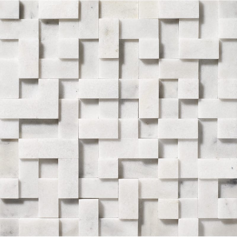glacier marble random cubes multi shape natural stone mosaic sheet honed finish 12 by 12 by 3 of 8 straight edge for interior and exterior applications in shower kitchen bathroom backsplash floor and wall produced by marble systems and distributed by surface group international