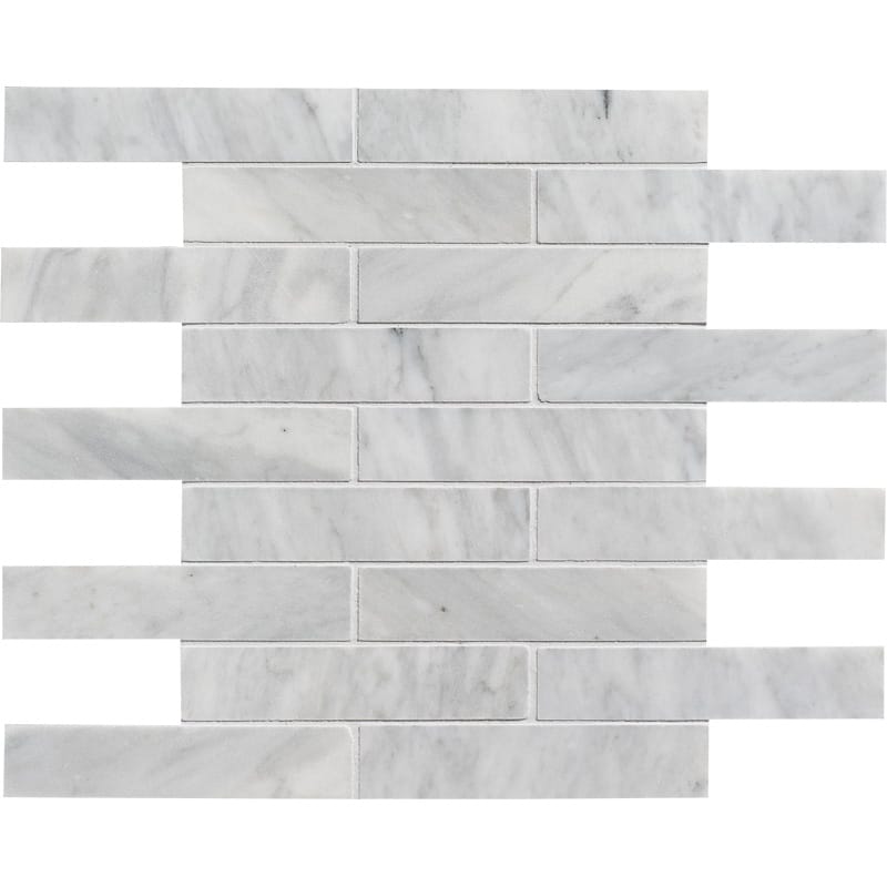 avenza marble staggered joint 1 by 6 inch rectangle shape natural stone mosaic sheet honed finish 12 by 12 by 3 of 8 straight edge for interior and exterior applications in shower kitchen bathroom backsplash floor and wall produced by marble systems and distributed by surface group international