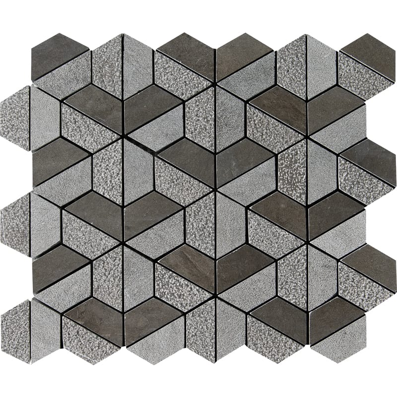 bosphorus limestone 3d hexagon shape 2 inch trapezoid natural stone mosaic sheet textured 10 and 3 of 8 by 12 by 3 of 8 straight edge for interior and exterior applications in shower kitchen bathroom backsplash floor and wall produced by marble systems and distributed by surface group international