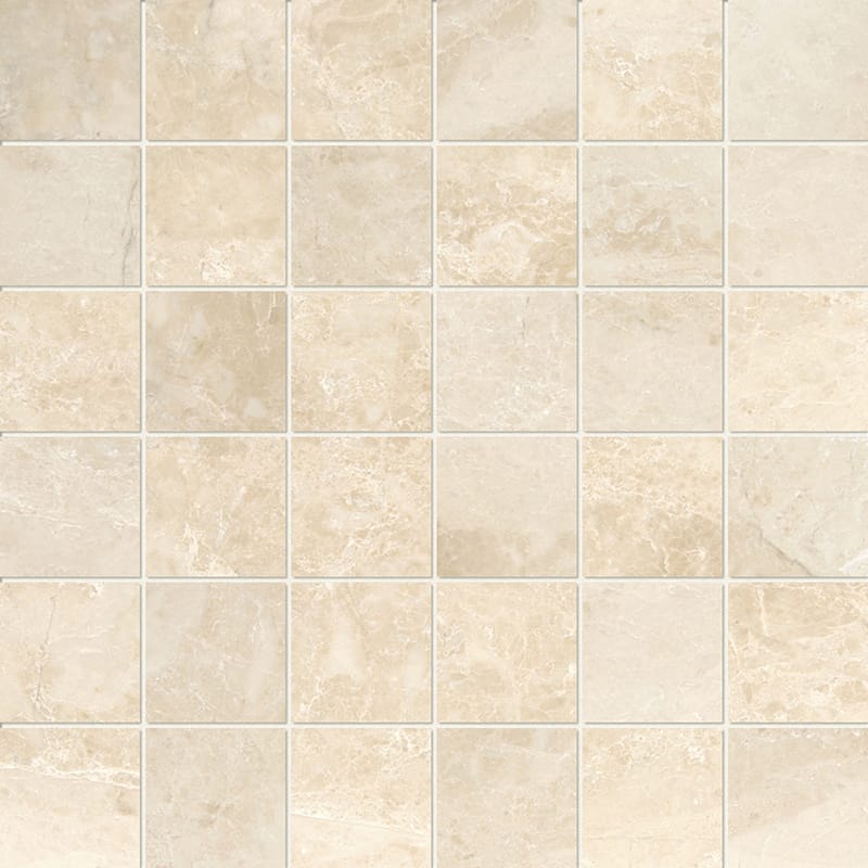cappuccino marble straight edge joint 2 by 2 inch square shape natural stone mosaic sheet polished finish 12 by 12 by 3 of 8 straight edge for interior and exterior applications in shower kitchen bathroom backsplash floor and wall produced by marble systems and distributed by surface group international