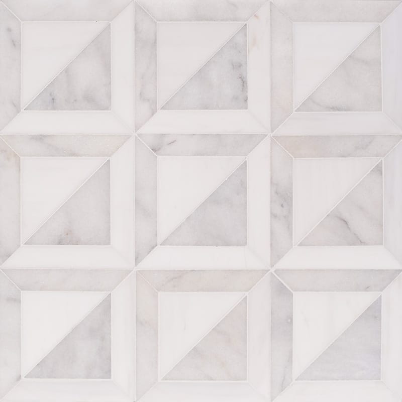 snow white avalon marble york multi shape natural stone mosaic sheet multi 11 and 15 of 16 by 11 and 15 of 16 by 3 of 8 straight edge for interior and exterior applications in shower kitchen bathroom backsplash floor and wall produced by marble systems and distributed by surface group international