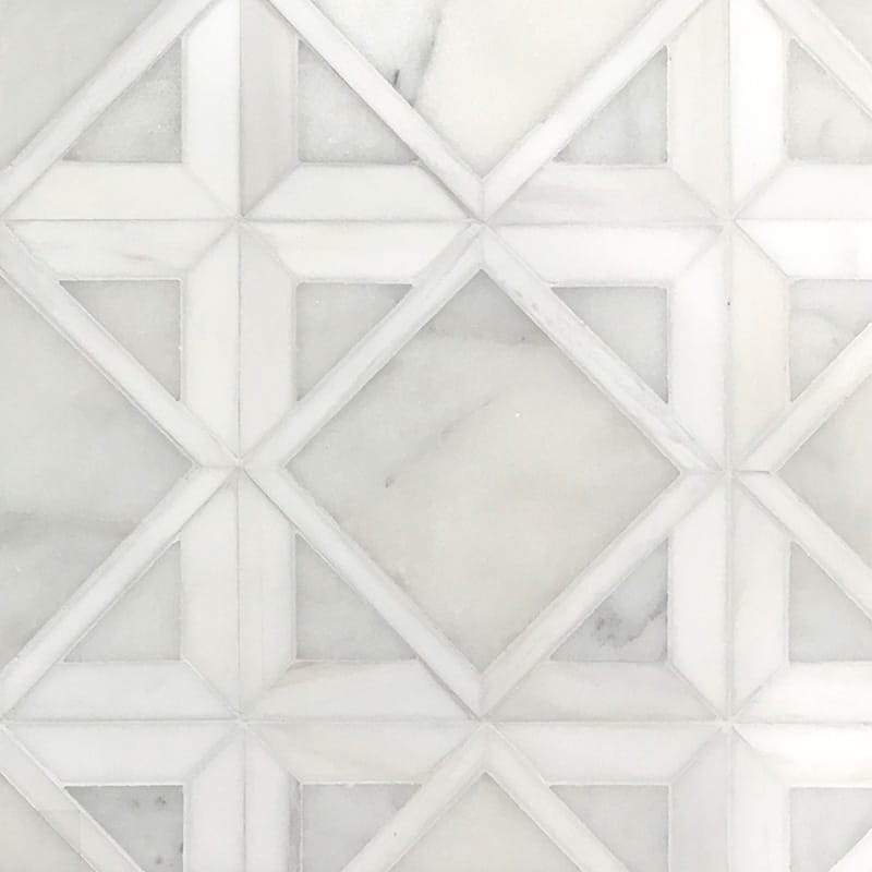 snow white avalon paradise marble kent multi shape natural stone mosaic sheet multi 13 and 9 of 16 by 13 and 9 of 16 by  straight edge for interior and exterior applications in shower kitchen bathroom backsplash floor and wall produced by marble systems and distributed by surface group international