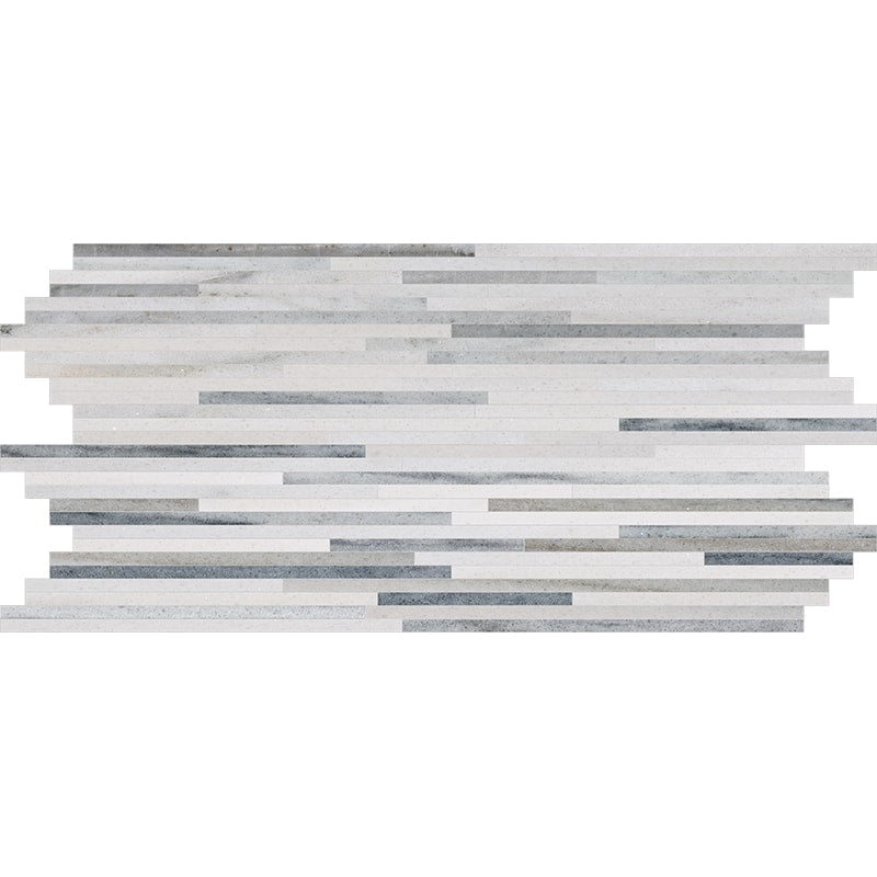 skyline marble modern bamboo rectangle shape natural stone mosaic sheet polished finish 6 by 12 by 3 of 8 straight edge for interior and exterior applications in shower kitchen bathroom backsplash floor and wall produced by marble systems and distributed by surface group international