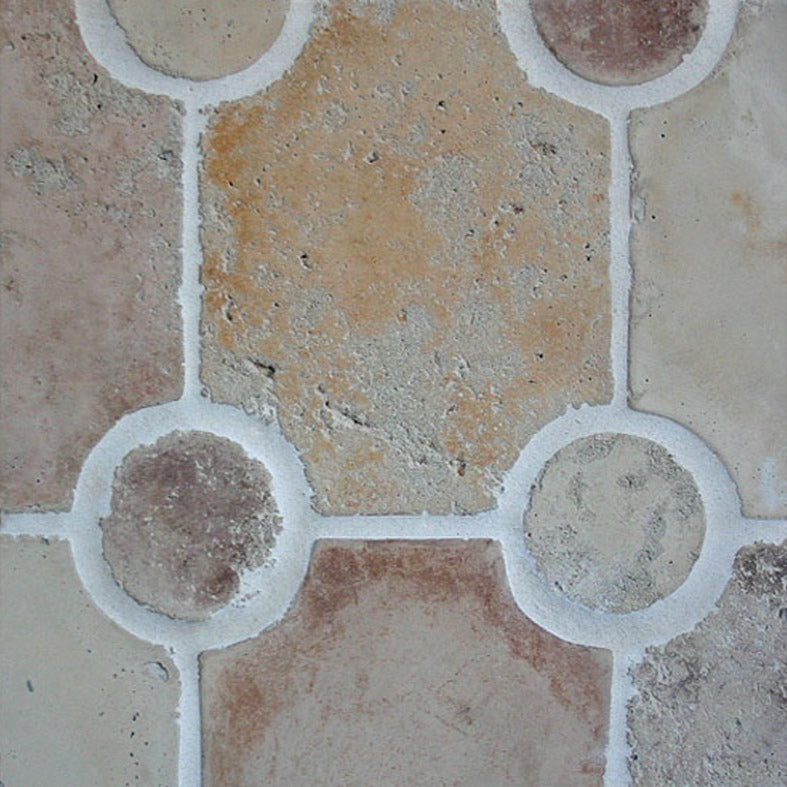 Artillo Concrete Field Tile: Creme Fraiche Granada Pattern (3"Round&7"x9")