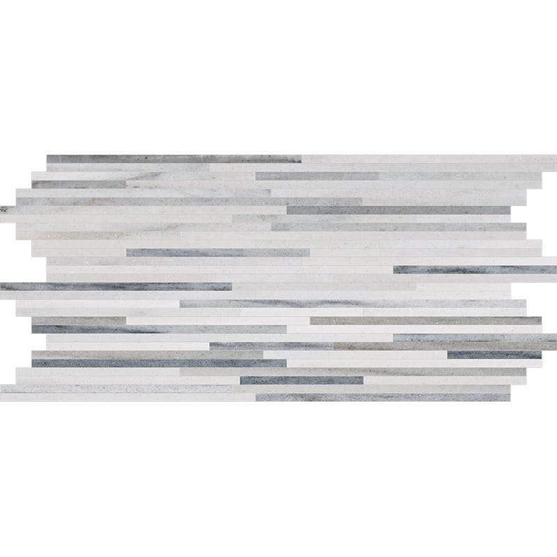 skyline marble modern bamboo rectangle shape natural stone mosaic sheet honed finish 6 by 12 by 3 of 8 straight edge for interior and exterior applications in shower kitchen bathroom backsplash floor and wall produced by marble systems and distributed by surface group international