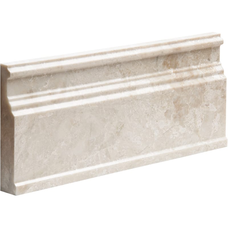diana royal marble natural stone molding modern base trim polished finish 5 and 1 of 16 by 12 by 15 of 16 straight edge for interior and exterior applications in shower kitchen bathroom backsplash floor and wall produced by marble systems and distributed by surface group international