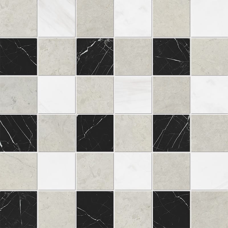 black britannia seashell marble limestone petite chester 2 by 2 inch square shape natural stone mosaic sheet honed finish 12 by 12 by 3 of 8 straight edge for interior and exterior applications in shower kitchen bathroom backsplash floor and wall produced by marble systems and distributed by surface group international