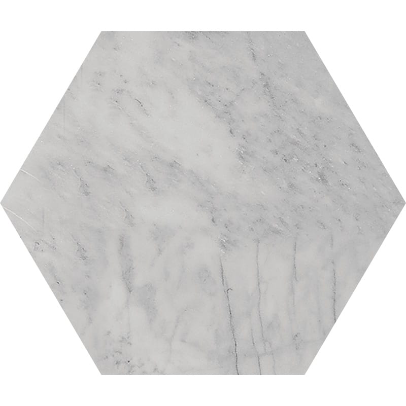 avenza marble natural stone waterjet tile hexagon shape honed finish 5 by side diameterx3 of 8 straight edge for interior and exterior applications in shower kitchen bathroom backsplash floor and wall produced by marble systems and distributed by surface group international