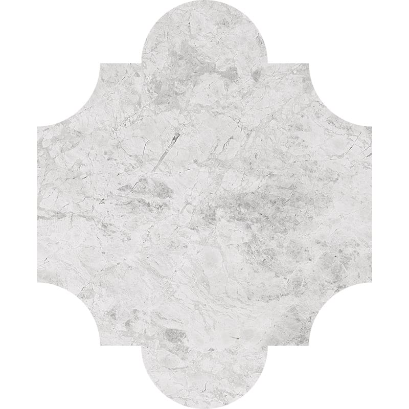 silver clouds marble natural stone waterjet tile san felipe shape polished finish 8 by 9 and 3 of 4 by 3 of 8 straight edge for interior and exterior applications in shower kitchen bathroom backsplash floor and wall produced by marble systems and distributed by surface group international