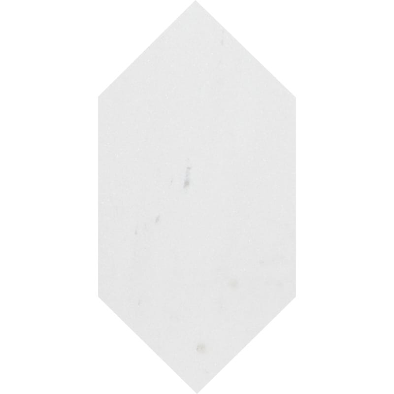aspen white marble natural stone waterjet tile large picket shape honed finish 6 by 12 by 3 of 8 straight edge for interior and exterior applications in shower kitchen bathroom backsplash floor and wall produced by marble systems and distributed by surface group international