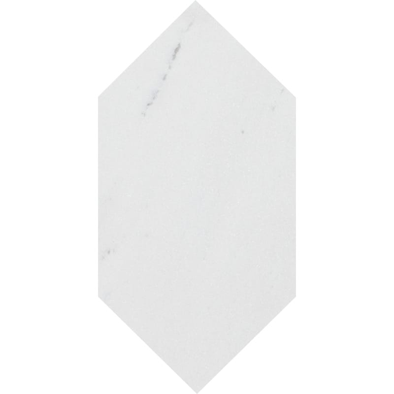 aspen white marble natural stone waterjet tile large picket shape polished finish 6 by 12 by 3 of 8 straight edge for interior and exterior applications in shower kitchen bathroom backsplash floor and wall produced by marble systems and distributed by surface group international