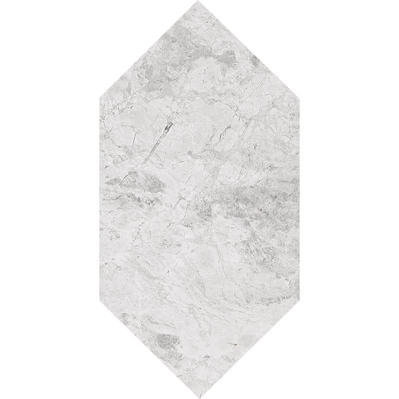 silver clouds marble natural stone waterjet tile large picket shape polished finish 6 by 12 by 3 of 8 straight edge for interior and exterior applications in shower kitchen bathroom backsplash floor and wall produced by marble systems and distributed by surface group international