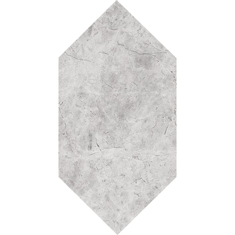 silver shadow marble natural stone waterjet tile large picket shape honed finish 6 by 12 by 3 of 8 straight edge for interior and exterior applications in shower kitchen bathroom backsplash floor and wall produced by marble systems and distributed by surface group international
