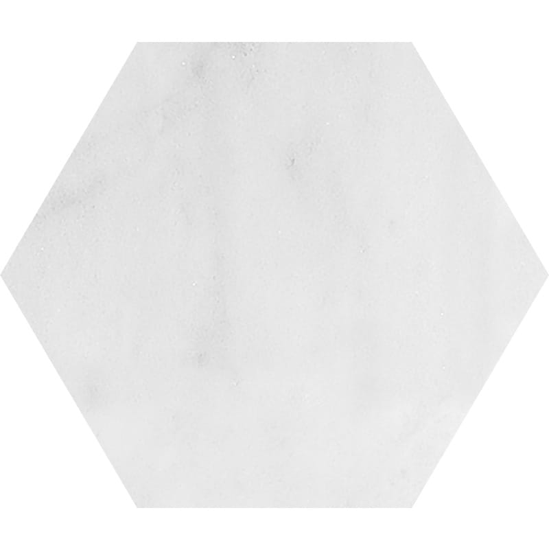 avalon marble natural stone waterjet tile hexagon shape polished finish 5 by side diameterx3 of 8 straight edge for interior and exterior applications in shower kitchen bathroom backsplash floor and wall produced by marble systems and distributed by surface group international