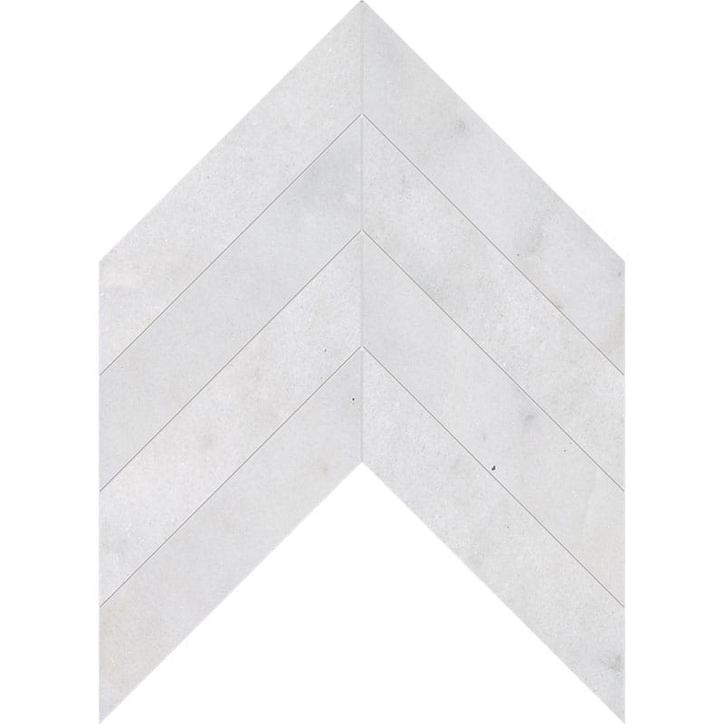 avalon marble chevron shape natural stone waterjet mosaic sheet polished finish 13 by 10 by 3 of 8 straight edge for interior and exterior applications in shower kitchen bathroom backsplash floor and wall produced by marble systems and distributed by surface group international