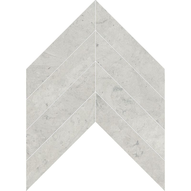 britannia limestone chevron shape natural stone waterjet mosaic sheet honed finish 13 by 10 by 3 of 8 straight edge for interior and exterior applications in shower kitchen bathroom backsplash floor and wall produced by marble systems and distributed by surface group international