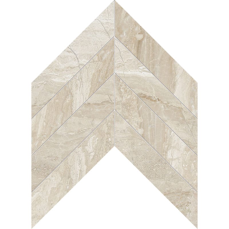 diana royal marble chevron shape natural stone waterjet mosaic sheet honed finish 13 by 10 by 3 of 8 straight edge for interior and exterior applications in shower kitchen bathroom backsplash floor and wall produced by marble systems and distributed by surface group international