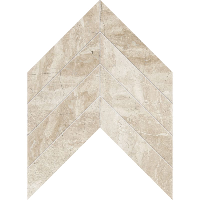 diana royal marble chevron shape natural stone waterjet mosaic sheet polished finish 13 by 10 by 3 of 8 straight edge for interior and exterior applications in shower kitchen bathroom backsplash floor and wall produced by marble systems and distributed by surface group international