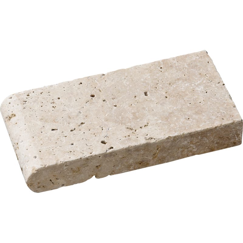 ivory travertine natural stone pool coping rectangle shape tumbled finish 4 by 8 by 1 and 3 of 8 tumbled finish for interior and exterior applications in shower kitchen bathroom backsplash floor and wall produced by marble systems and distributed by surface group international
