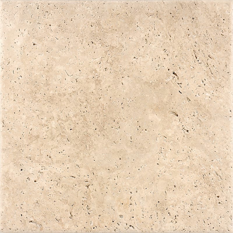 ivory travertine natural stone field tile square shape antiqued 12 by 12 by 3 of 8 antiqued for interior and exterior applications in shower kitchen bathroom backsplash floor and wall produced by marble systems and distributed by surface group international