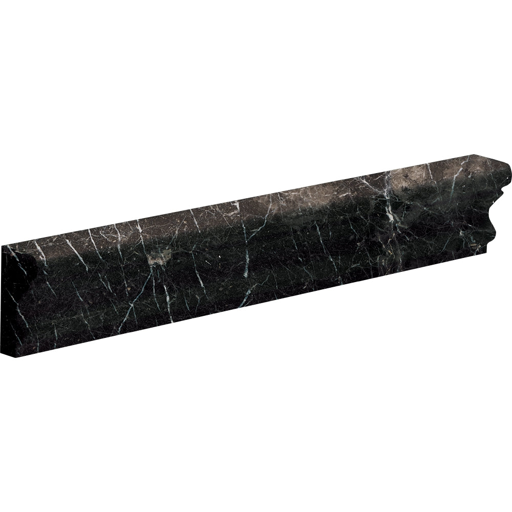 iris black marble natural stone molding andorra chairrail trim honed finish 2 by 12 by 1 straight edge for interior and exterior applications in shower kitchen bathroom backsplash floor and wall produced by marble systems and distributed by surface group international