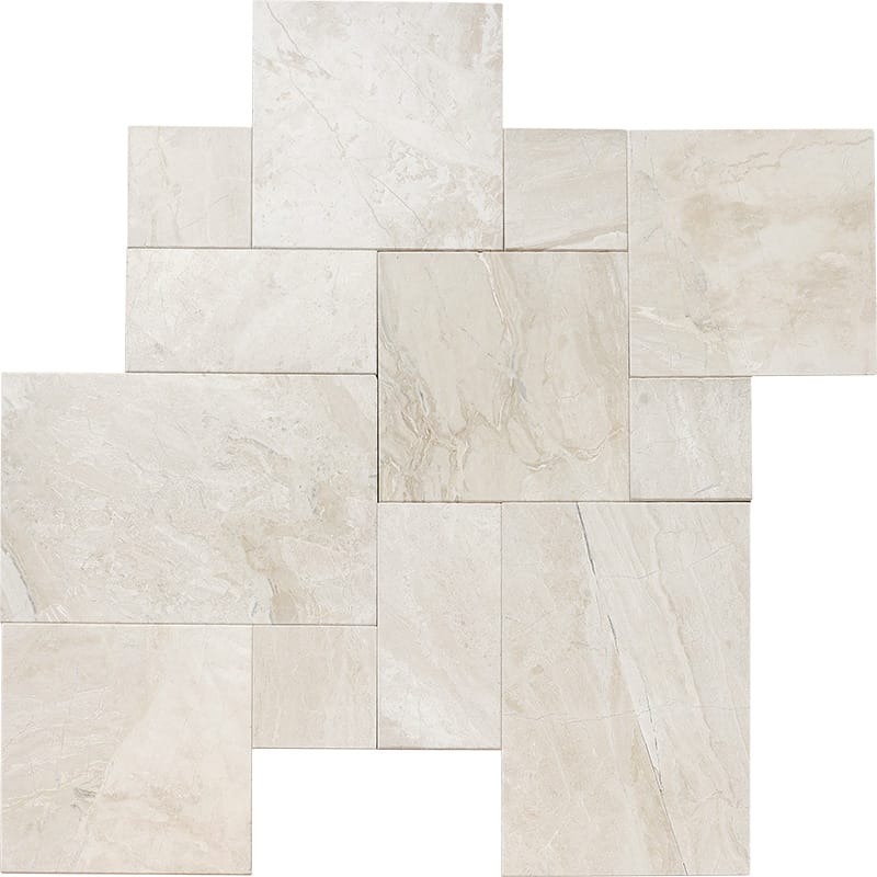 diana royal marble natural stone pattern tile versailles rectangle shape antiqued randomxrandomx1 of 2 antiqued for interior and exterior applications in shower kitchen bathroom backsplash floor and wall produced by marble systems and distributed by surface group international