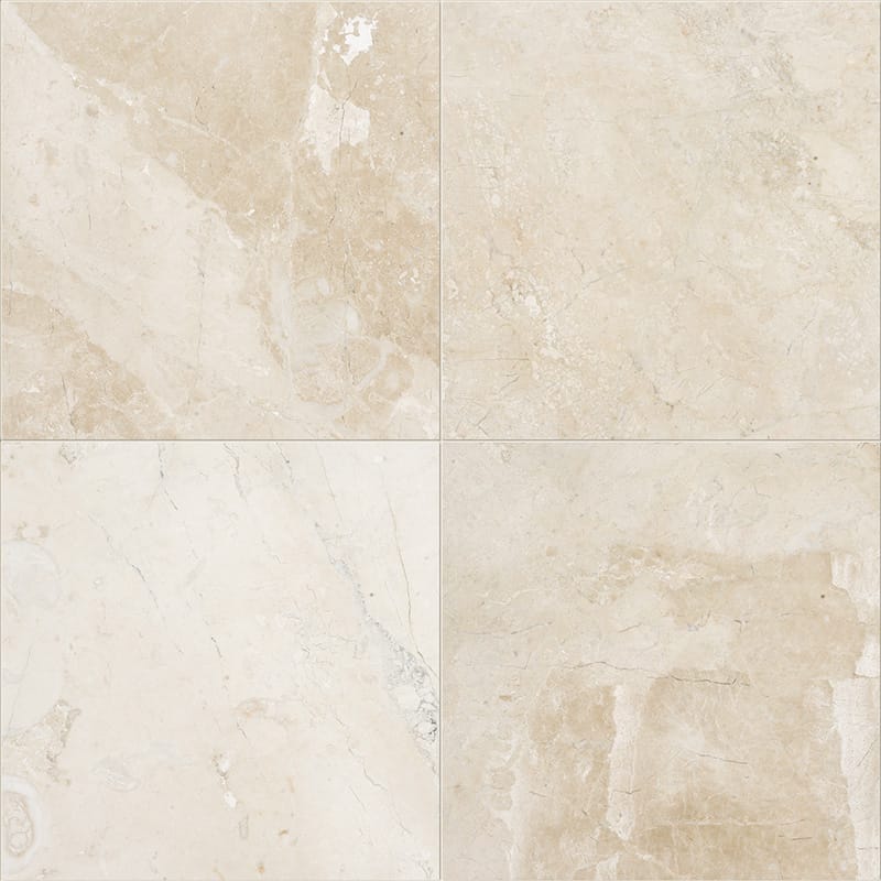 diana royal marble natural stone field tile classic square shape honed finish 24 by 24 by 3 of 4 straight edge for interior and exterior applications in shower kitchen bathroom backsplash floor and wall produced by marble systems and distributed by surface group international