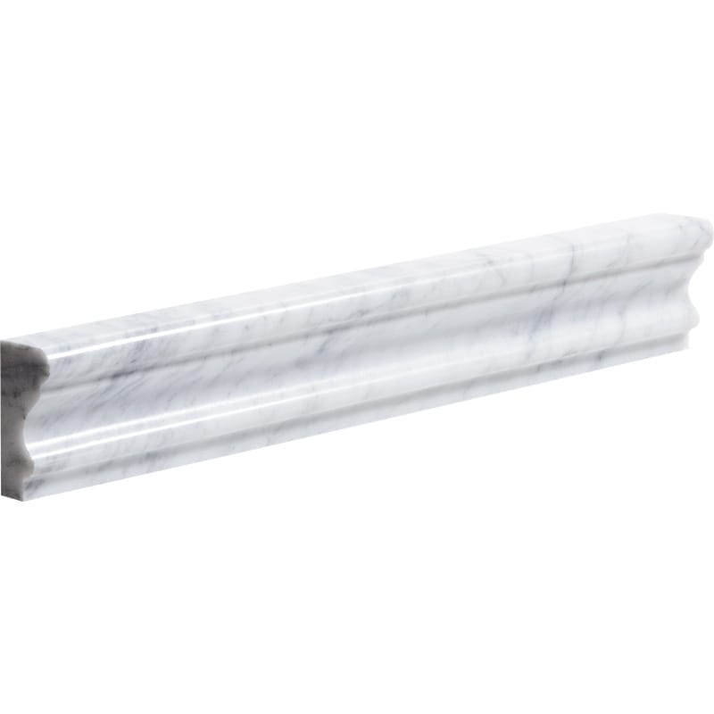 white carrara marble natural stone molding andorra chairrail trim polished finish 2 by 12 by 1 straight edge for interior and exterior applications in shower kitchen bathroom backsplash floor and wall produced by marble systems and distributed by surface group international