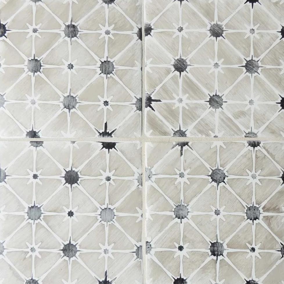 RUE DES ROISERS: 3 Glazed Terracotta Field Deco Tile (6"x6"x5/8 | matte)