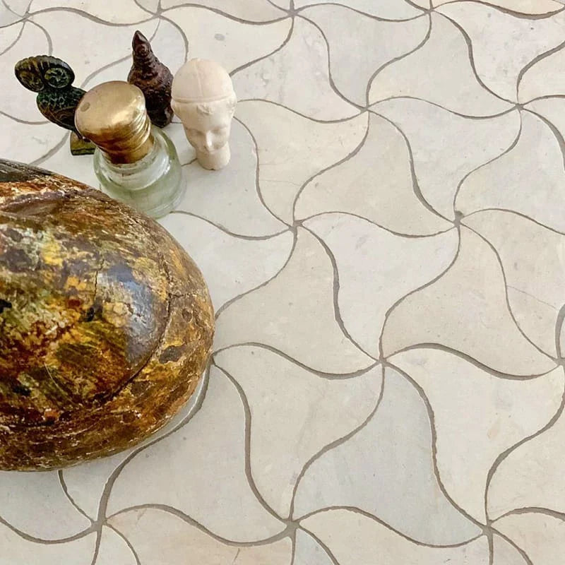 BABA CHIC: Limestone Bizerte Mosaic (11⅝"x11⅝"x¼" | Honed)