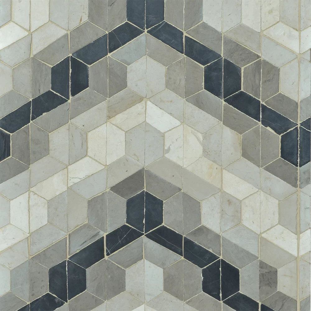 BABA CHIC: Limestone Shiri Mosaic (12"x9"x¼" | Honed)