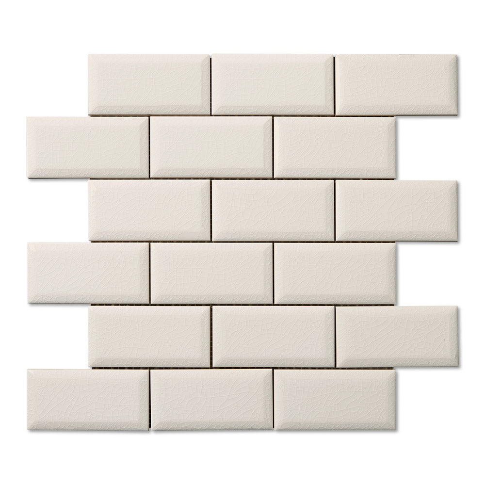 adex ceramic tile for indoor wall and or floor hampton white mosaic field glossy classic crackle mono embossed beveled 12x12 rectangle 2x4 staggered joint distributed by surface group international