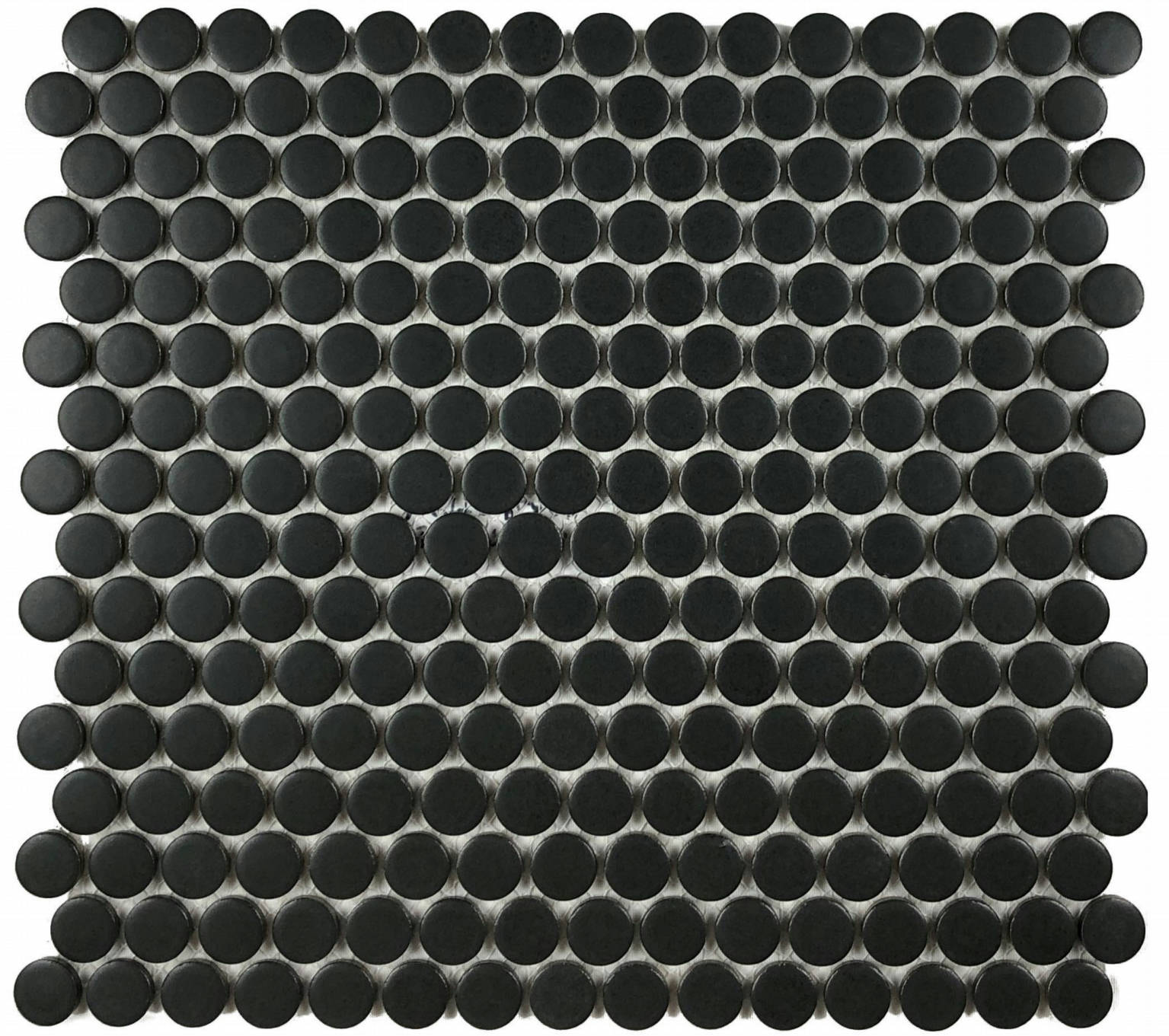 Mosaic Matte Black 1-Inch Penny Rounds Pattern (12"x12")