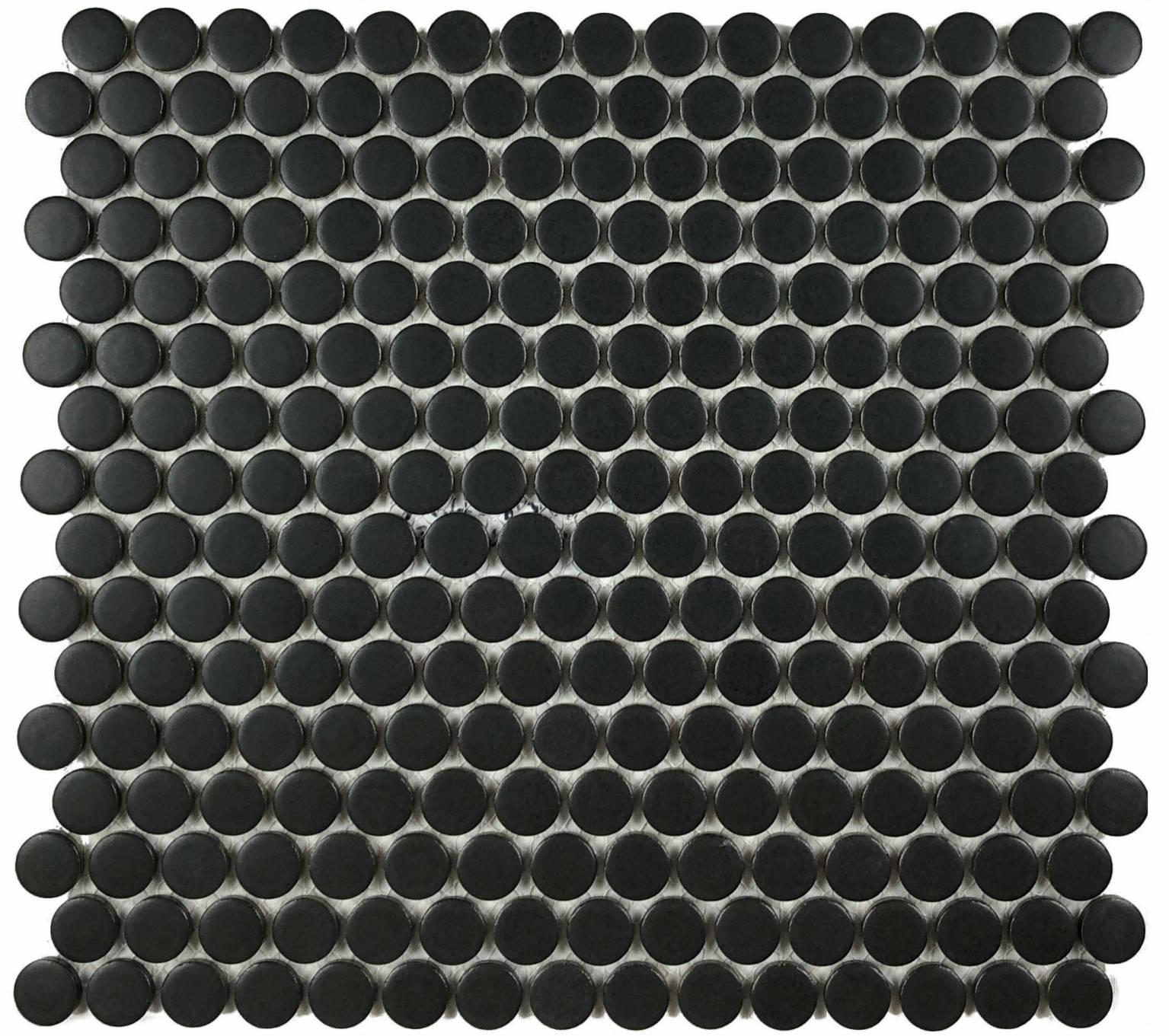 Mosaic Matte Black 1-Inch Penny Rounds Pattern (12"x12")