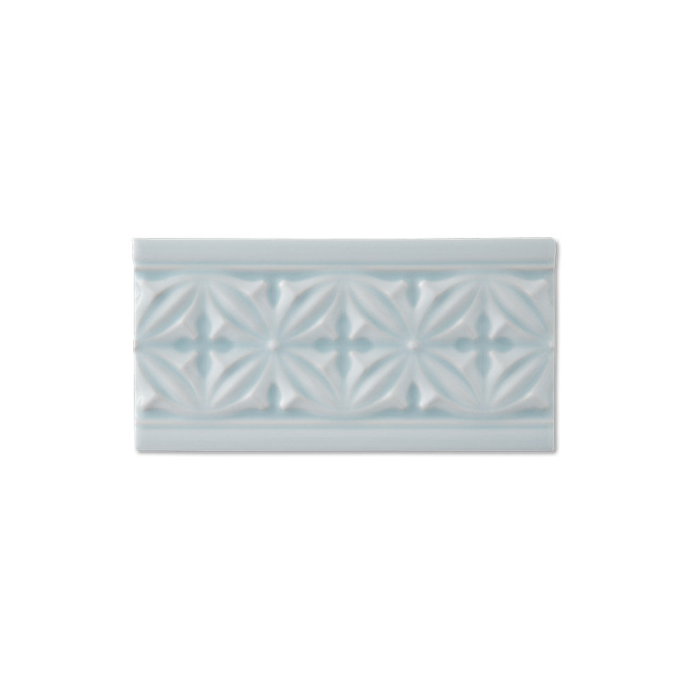 adex ceramic tile for indoor wall and or floor studio ice blue molding deco border glossy translucent mono embossed deco 3_8x7_8 embossed gables distributed by surface group international
