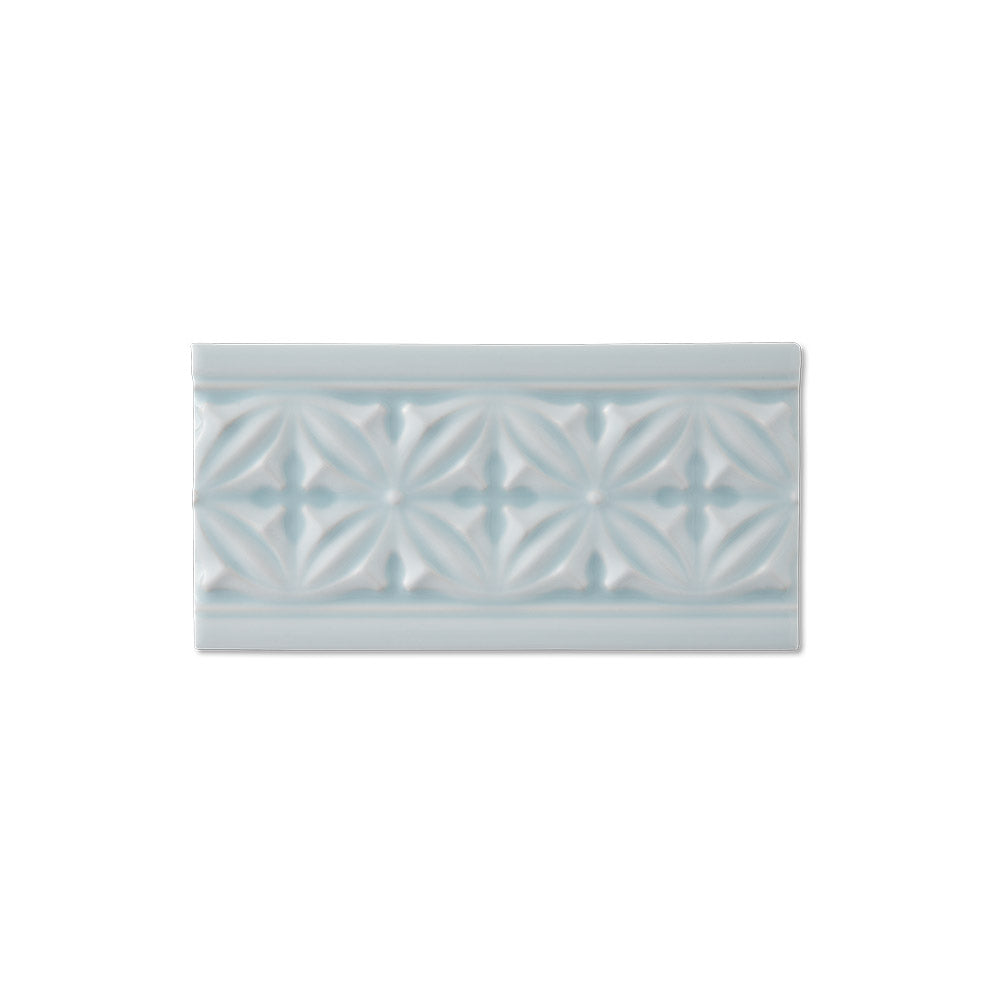 adex ceramic tile for indoor wall and or floor studio ice blue molding deco border glossy translucent mono embossed deco 3_8x7_8 embossed gables distributed by surface group international