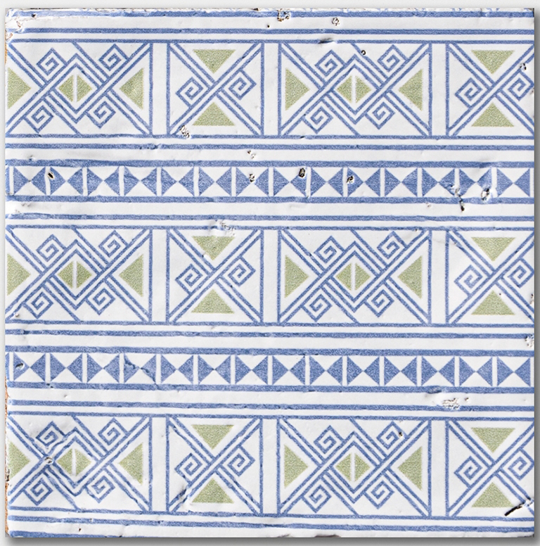 batik 3 antique glazed terracotta deco tile size six by six sold by surface group manufactured by marble systems used for kitchen backsplashes living room accent walls and bathroom walls