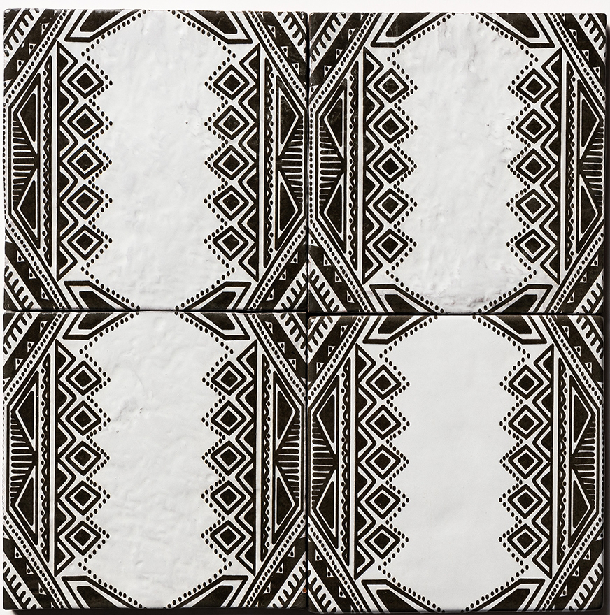 bavi 1 antique glazed terracotta deco tile size six by six sold by surface group manufactured by marble systems used for kitchen backsplashes living room accent walls and bathroom walls