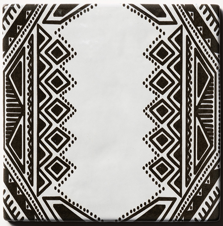 bavi 1 antique glazed terracotta deco tile size six by six sold by surface group manufactured by marble systems used for kitchen backsplashes living room accent walls and bathroom walls