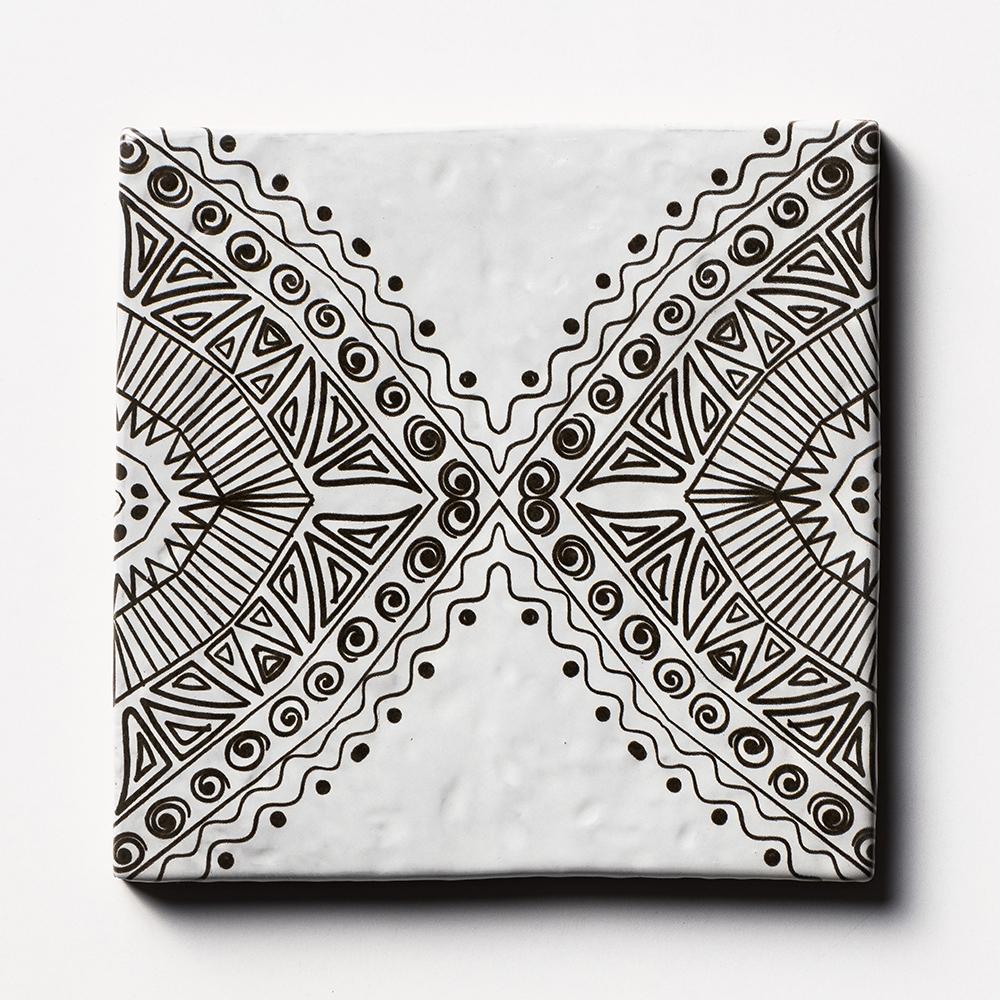 bavi 3 antique glazed terracotta deco tile size six by six sold by surface group manufactured by marble systems used for kitchen backsplashes living room accent walls and bathroom walls