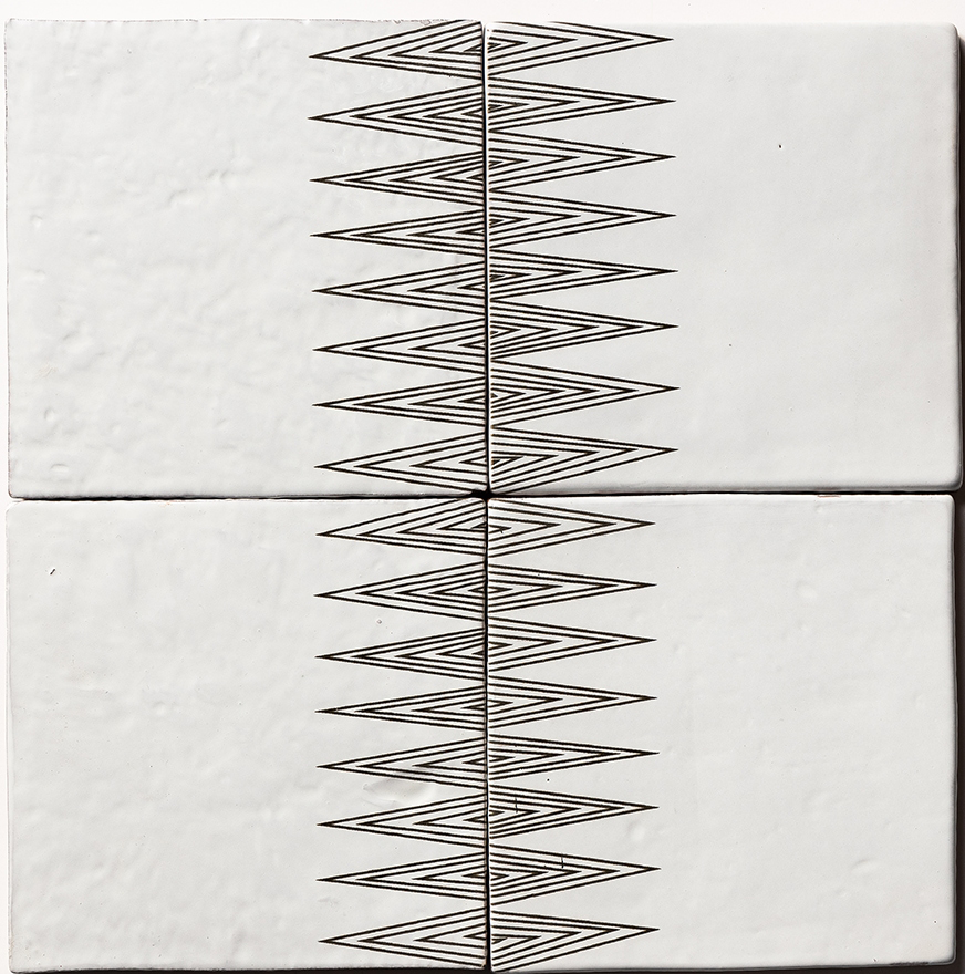 bavi 5 antique glazed terracotta deco tile size six by six sold by surface group manufactured by marble systems used for kitchen backsplashes living room accent walls and bathroom walls
